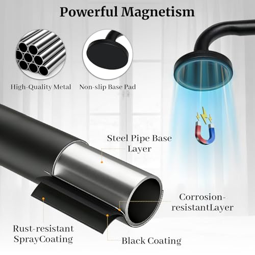 Eclatbox 2 Pack Magnetic Curtain Rod for Metal Door, Adjustable 16 to 30 Inch, 1/2 Inch Diameter, French Door Magnetic Curtain Rods with Hooks (Black) - Image 3