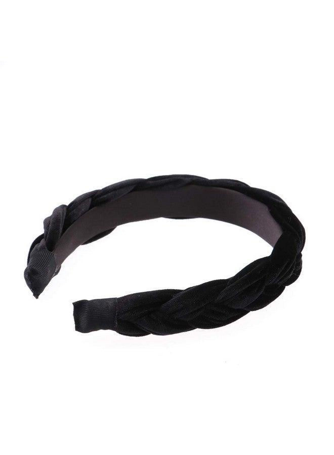 Beaupretty Flock Padded Headband Vintage Alice Style Braided Hairband Wide Hair Hoop Twisted Knotted Headband For Women(Black) - Image 1