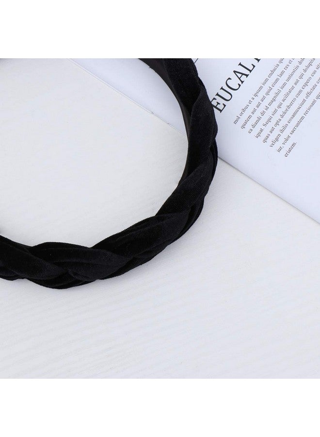 Beaupretty Flock Padded Headband Vintage Alice Style Braided Hairband Wide Hair Hoop Twisted Knotted Headband For Women(Black) - Image 5