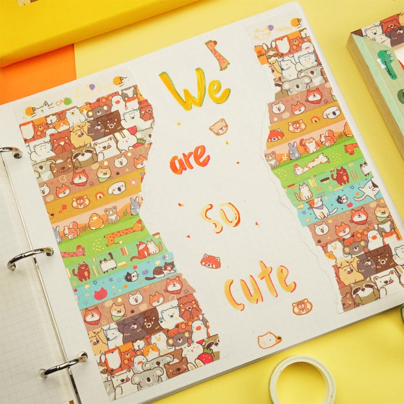 YUBBAEX 20 Rolls Cute Animals Washi Tape Set Gold Silver Foil Masking Cartoon Pets Decorative Tapes - Image 5