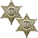 Huwane Sheriff Badge 2 Packs Metal Police Badges Pin Old West Prop Western Cop Star Badge for Kids boys Girls Party Adult Brass Color - Image 3