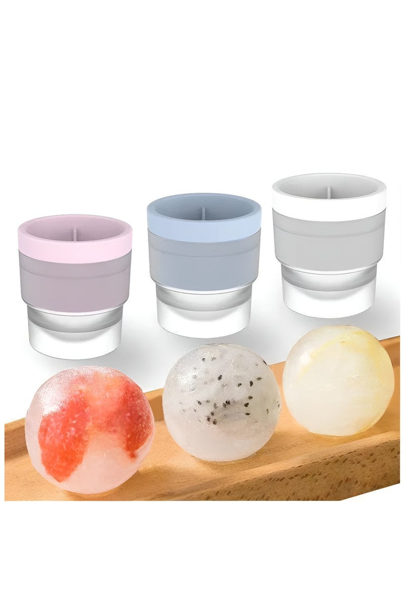 بلان A قالب مكعبات ثلج سيليكون دائري – صانعة كرات ثلج كبيرة للكوكتيلات والويسكي – صندوق ثلج سريع التجميد مع غطاء – قوالب ثلج مستديرة قابلة للتكديس وسهلة الفك لأدوات المطبخ والمشروبات الباردة - Image 2