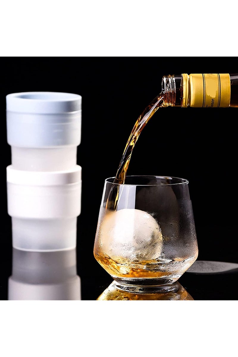 بلان A قالب مكعبات ثلج سيليكون دائري – صانعة كرات ثلج كبيرة للكوكتيلات والويسكي – صندوق ثلج سريع التجميد مع غطاء – قوالب ثلج مستديرة قابلة للتكديس وسهلة الفك لأدوات المطبخ والمشروبات الباردة - Image 5