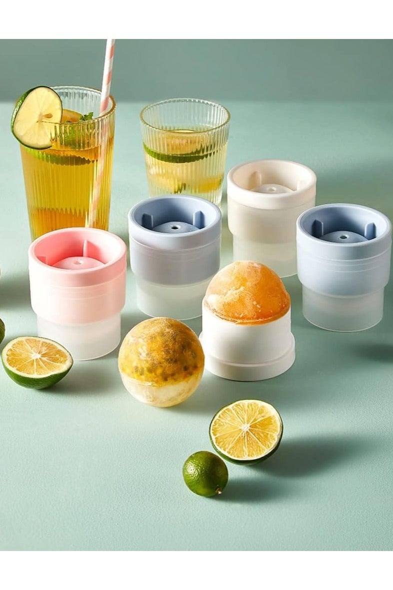 بلان A قالب مكعبات ثلج سيليكون دائري – صانعة كرات ثلج كبيرة للكوكتيلات والويسكي – صندوق ثلج سريع التجميد مع غطاء – قوالب ثلج مستديرة قابلة للتكديس وسهلة الفك لأدوات المطبخ والمشروبات الباردة - Image 4