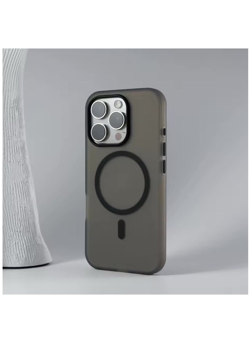 دينكس جراب ماج سيف الفاخر غير اللامع لهاتف iPhone 14 Pro Max غطاء مغناطيسي شفاف رفيع مقاوم للصدمات، (أسود) - Image 1