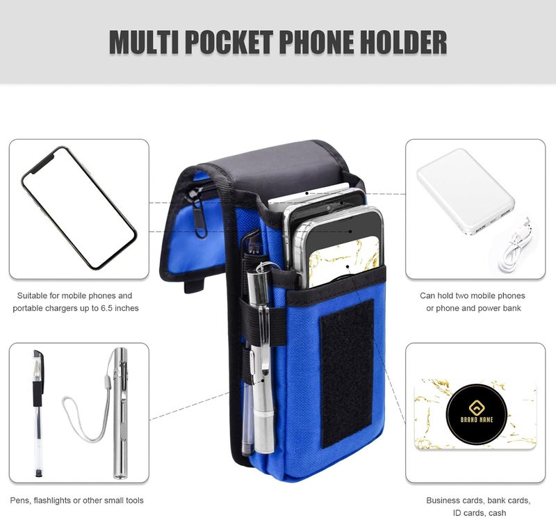 KATOLK Dual Phone Holster, Large Smartphone Pouch, Belt Cell Phone Holder for iPhone 16/15/14 Pro Max & Samsung Phones, Compatible with Power Bank, for Work, Hiking, Camping, Barbecue, Rescue (XL) - Image 3