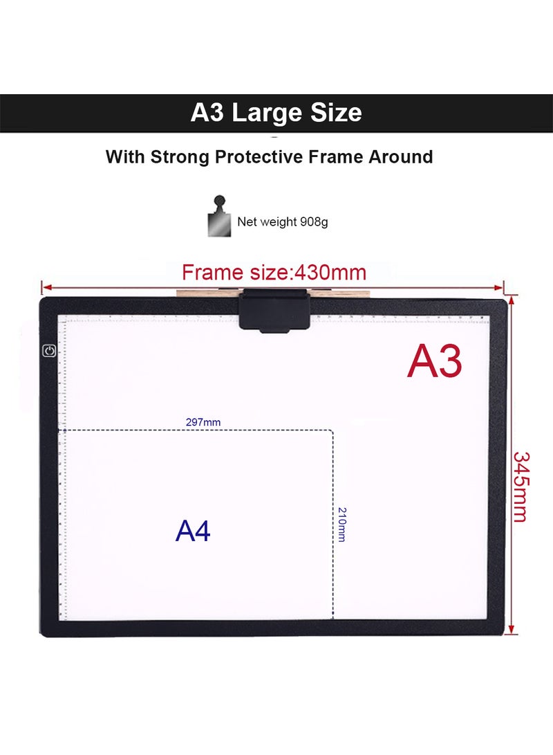 A3 LED Copy Board Light Tracing Box, Ultra-Thin Adjustable USB Power Artcraft LED Trace Light Pad for Tattoo Drawing, Streaming, Sketching, Animation