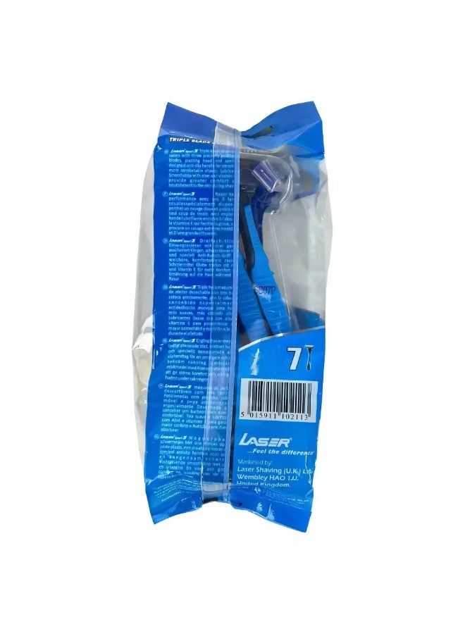 Laser Sport 3 Triple Blade Razors Smooth strip With Aloe And Vitamin E- 5+2pcs - Image 2