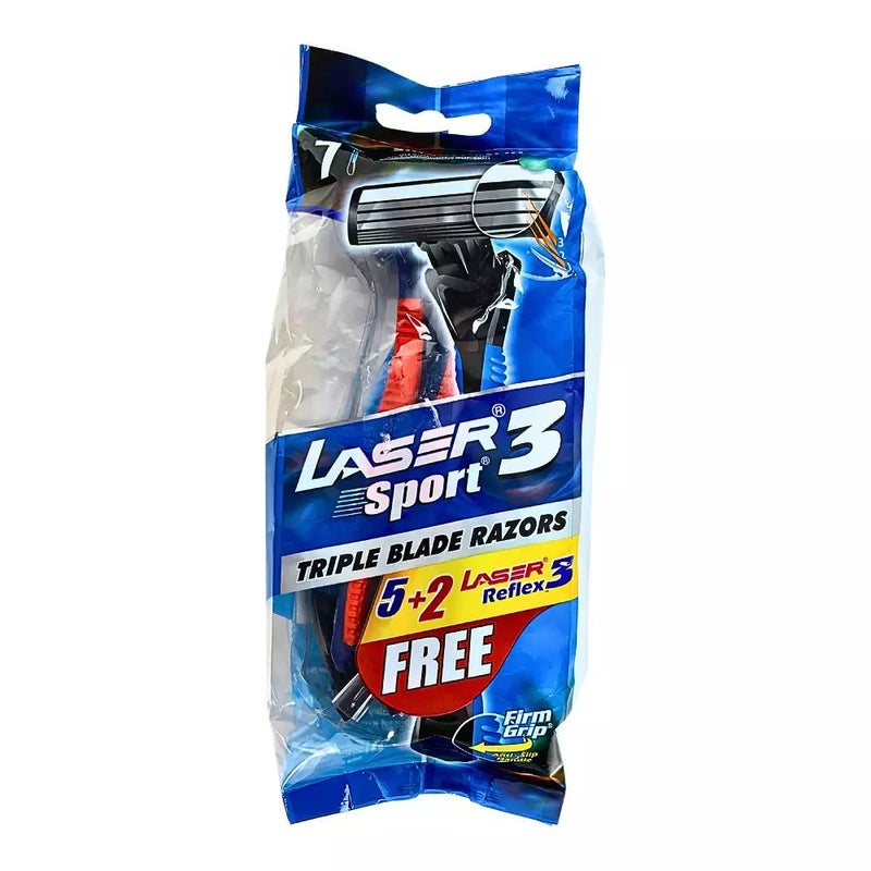 Laser Sport 3 Triple Blade Razors Smooth strip With Aloe And Vitamin E- 5+2pcs - Image 1