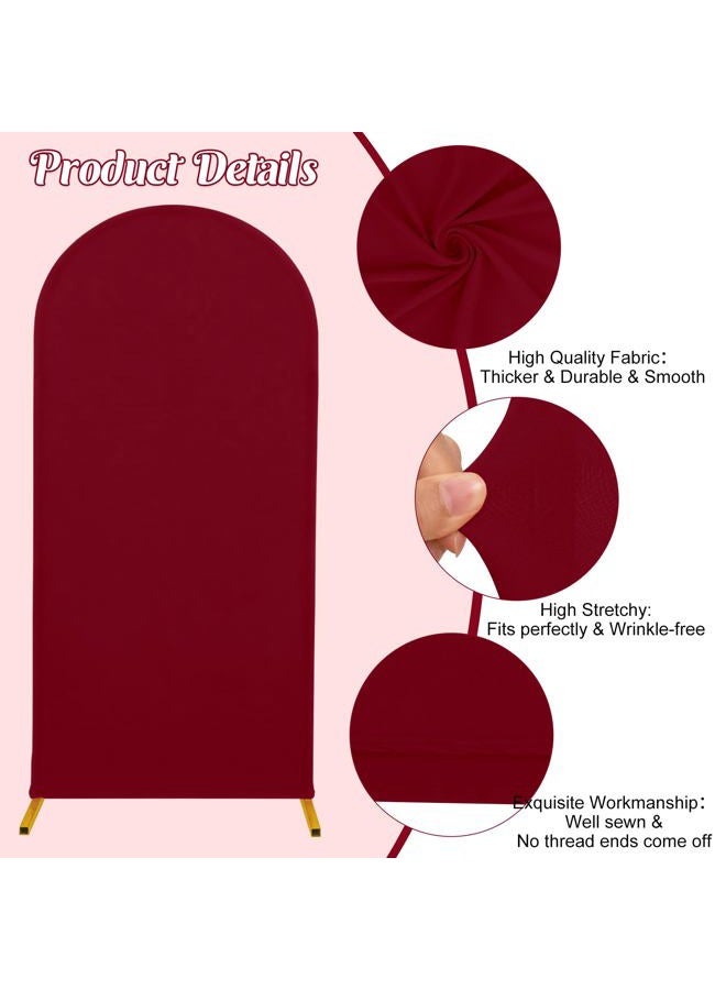 FEINIGESI 6FT Spandex Fitted Wedding Arch Cover Round Top Stand Chiara Cover Backdrop Cover for Wedding Birthday Party Ceremony Baby Shower Decoration(Burgundy) - Image 4