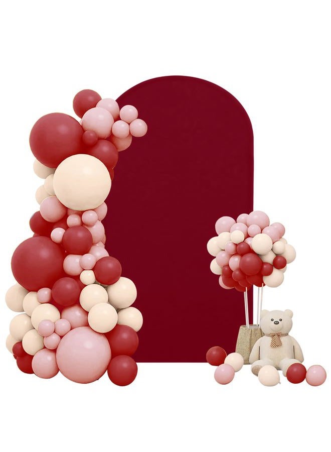 FEINIGESI 6FT Spandex Fitted Wedding Arch Cover Round Top Stand Chiara Cover Backdrop Cover for Wedding Birthday Party Ceremony Baby Shower Decoration(Burgundy) - Image 1