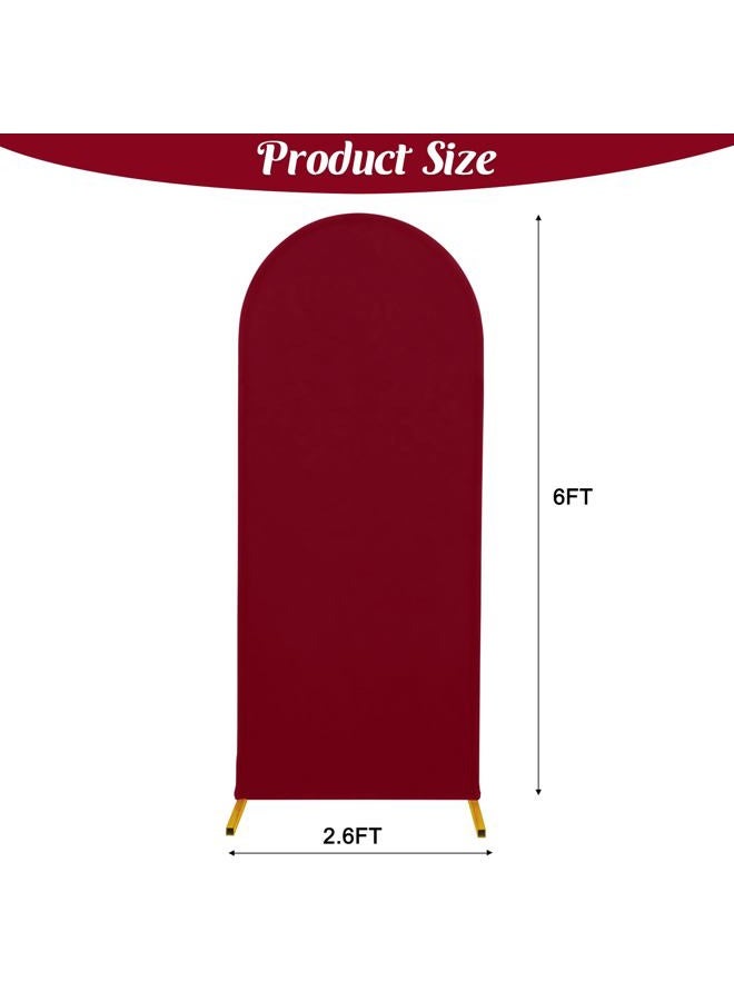FEINIGESI 6FT Spandex Fitted Wedding Arch Cover Round Top Stand Chiara Cover Backdrop Cover for Wedding Birthday Party Ceremony Baby Shower Decoration(Burgundy) - Image 3