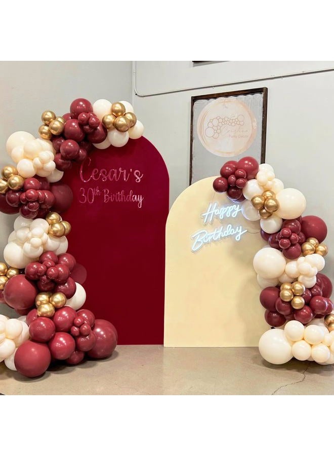 FEINIGESI 6FT Spandex Fitted Wedding Arch Cover Round Top Stand Chiara Cover Backdrop Cover for Wedding Birthday Party Ceremony Baby Shower Decoration(Burgundy) - Image 2