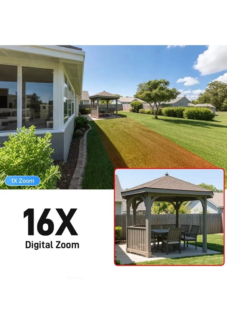 LS VISION 4 Screens AOV Solar Surveillance Cameras 4G 24/7 Recording Outdoor 16X Optical Zoom Auto Tracking 20W Solar Panel IP66，Standard 128GB memory card and built-in 16000mAh battery - Image 4