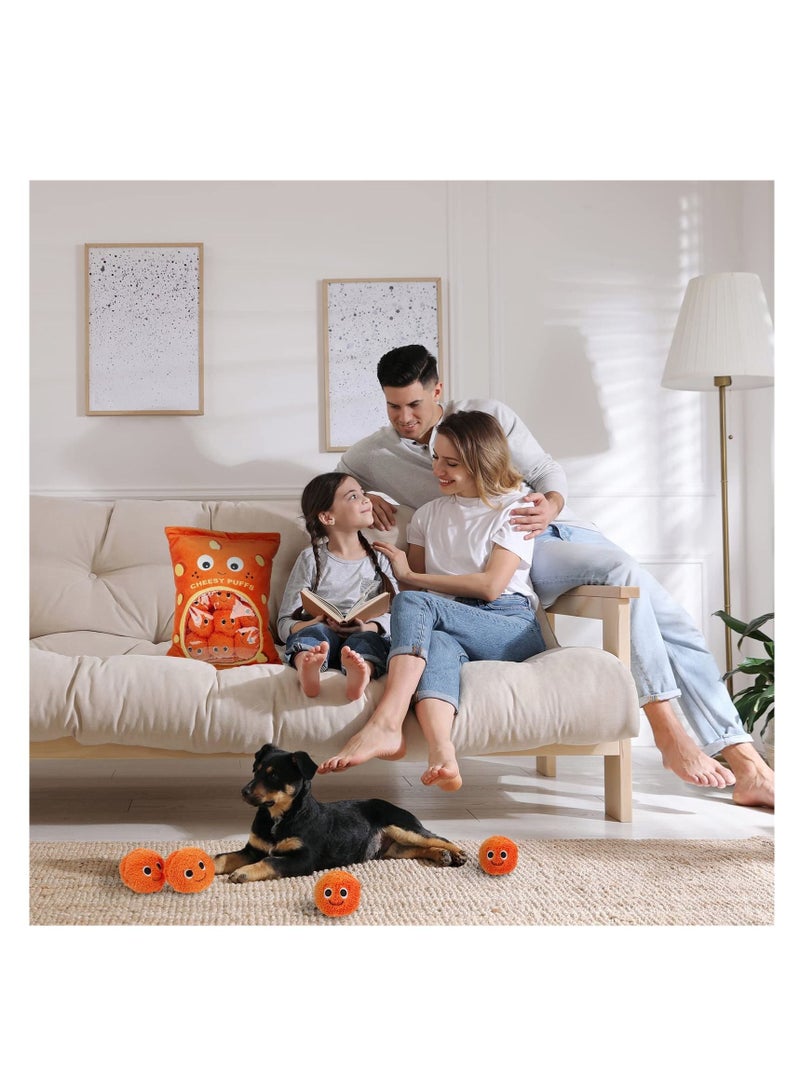 SYOSI Cute Plush Pillow Kawaii Room Decor Throw Pillow Removable Stuffed Animal Toys Fluffy Cherry Blossom Bunnies Cats Kittens Dog Dinosaur Creative Gifts for Teens Girls Kids (Orange, Puffs)  - Image 4