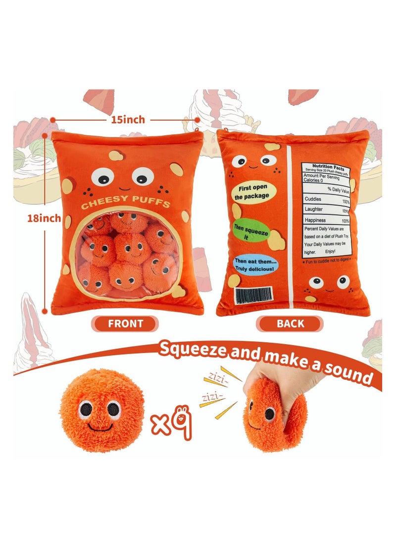 SYOSI Cute Plush Pillow Kawaii Room Decor Throw Pillow Removable Stuffed Animal Toys Fluffy Cherry Blossom Bunnies Cats Kittens Dog Dinosaur Creative Gifts for Teens Girls Kids (Orange, Puffs)  - Image 2
