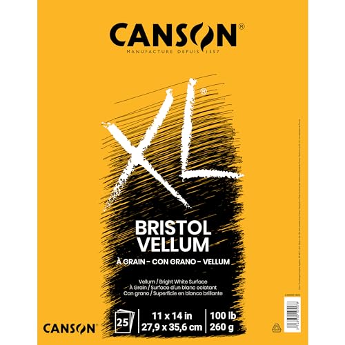 CANSON ورق كانسون XL سلسلة بريستول، فلام، دفتر قابل للطي، 11x14 بوصة، 25 ورقة (100 رطل/260 جرام) - ورق فني للبالغين والطلاب - فحم، قلم وحبر، علامة، وباستيل - Image 1