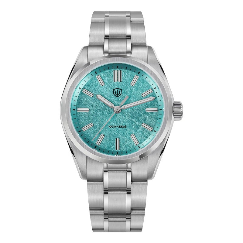 watchdives WD0003 Original Design Aventurine Men Watch VH31 Sweep Second Quartz Watch 36mm Sapphire Crystal Luxury Wristwatch 100m Waterproof Aqua Blue - Image 2