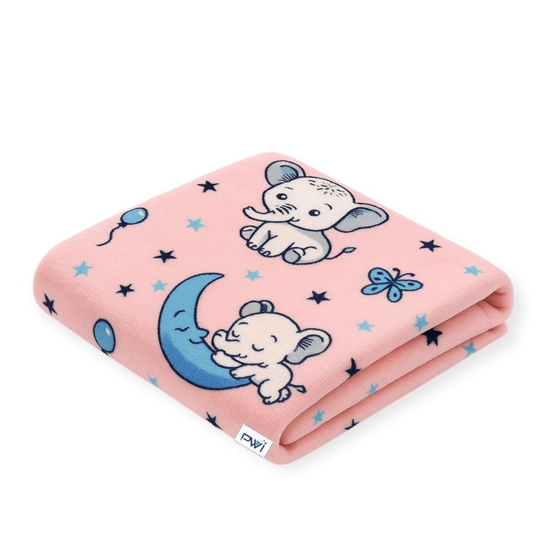 PWI Supersoft Baby Blanket Wrapper for Newborn | 30x40 inches | Lightweight AC Blanket for 0-2 Years | Ultra Soft & Skin-Friendly | Pack of 2 (Blue and Peach) - Image 3