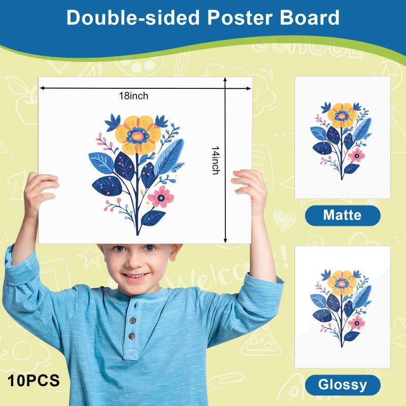 rookea 10 Pcs White Poster Board Paper 14x18, ROOKEA Blank Graphic Display Vision Boards Bulk for School Arts Classroom Crafts Projects Presentations Drawing Scrapbooking - Image 2