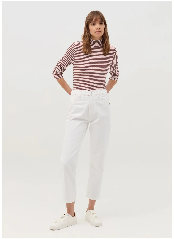 او في اس Striped T-shirt with mock neck
