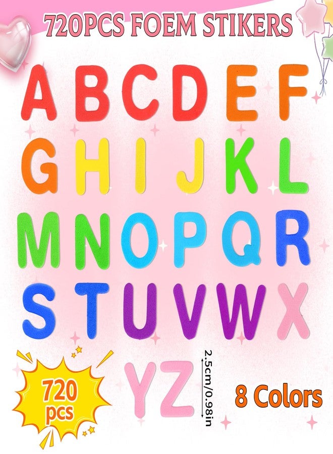 Natonhi 720 Pcs Foam Letter Stickers, 8 Colors 1 Inch 3D Self-Adhesive EVA ABC Alphabet Stickers for Kids Crafts, School Projects, Scrapbooking, Card Making and Party Decorations - Image 3