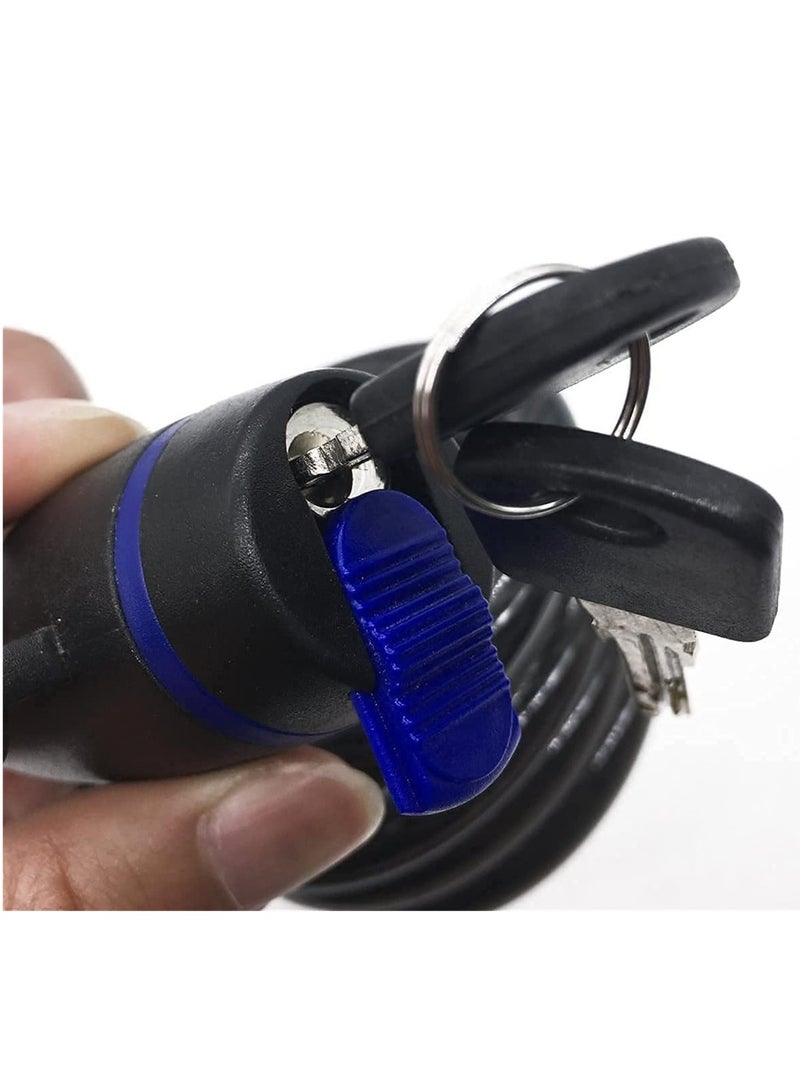 قفل دراجة مضاد للسرقة، كابل قفل الدراجة مع مفتاحين، قفل كابل الدراجة لدراجات الطرق والدراجات الجبلية (قفل المفتاح) - Image 4