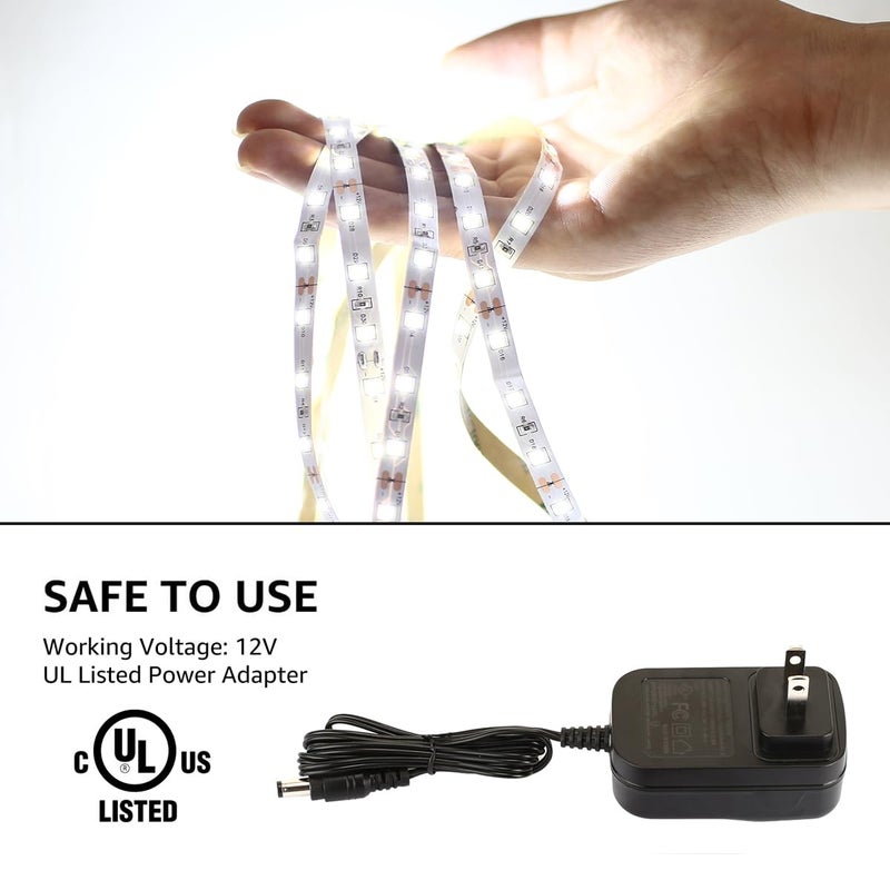 Lepro شريط إضاءة LED ليبرو أبيض، 16.4 قدم، أضواء زينة قابلة للتعتيم، 6000 كلفن، أضواء شريط LED فائقة السطوع، 300 LED 2835، لاصق قوي 3M، مناسب للمنزل، المطبخ، تحت الخزائن، غرفة النوم، أبيض نهاري - Image 5
