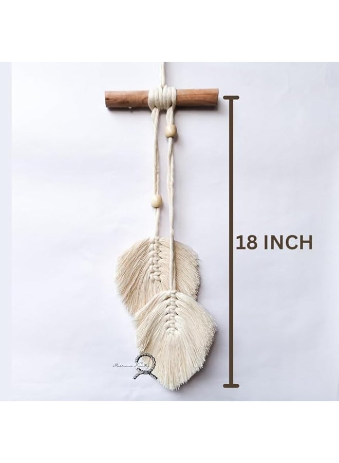 Antikiano Set Small Macrame Wall Hanging, Mini Macrame Mural, Cotton Yarn Wall Hanging, Bedroom Nursery Wall Art Decor, Bohemian Hygge Home Decoration (Set of 2) - Image 2