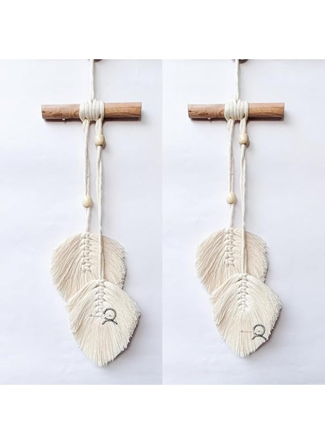 Antikiano Set Small Macrame Wall Hanging, Mini Macrame Mural, Cotton Yarn Wall Hanging, Bedroom Nursery Wall Art Decor, Bohemian Hygge Home Decoration (Set of 2) - Image 1