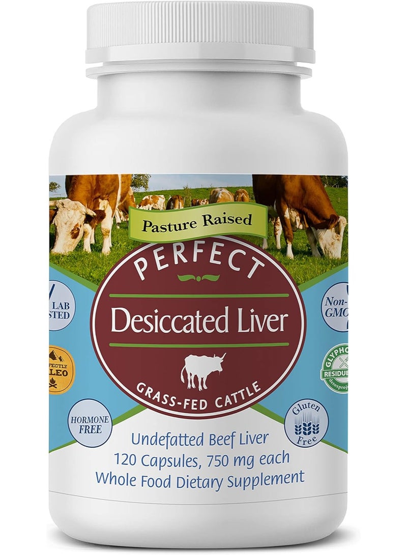 Perfect Supplements Desiccated Beef Liver Capsules Grass Fed Supplement -Natural Source of Protein, Iron, Vitamins A & B- Boosts Energy and Immunity - No Chemicals No Dairy and Hormone Free - Image 1