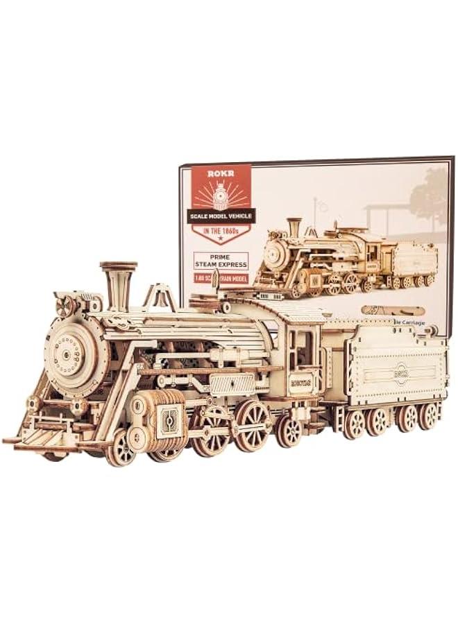 روكر احجية خشبية ثلاثية الابعاد للبالغين - مجموعات نموذج قطار ميكانيكي - احجية تحفيز الدماغ - مجموعات بناء المركبات - هدية فريدة للمراهقين في اعياد الميلاد/ (مقياس 1:80) (MC501-برايم ستيم - Image 1