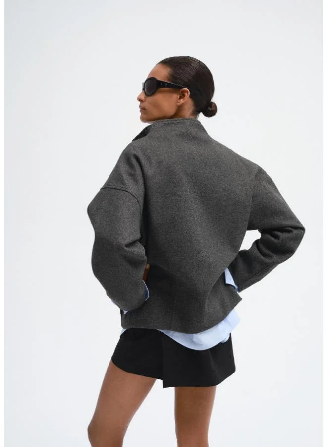 Mango Textured Jacket With A High Neck