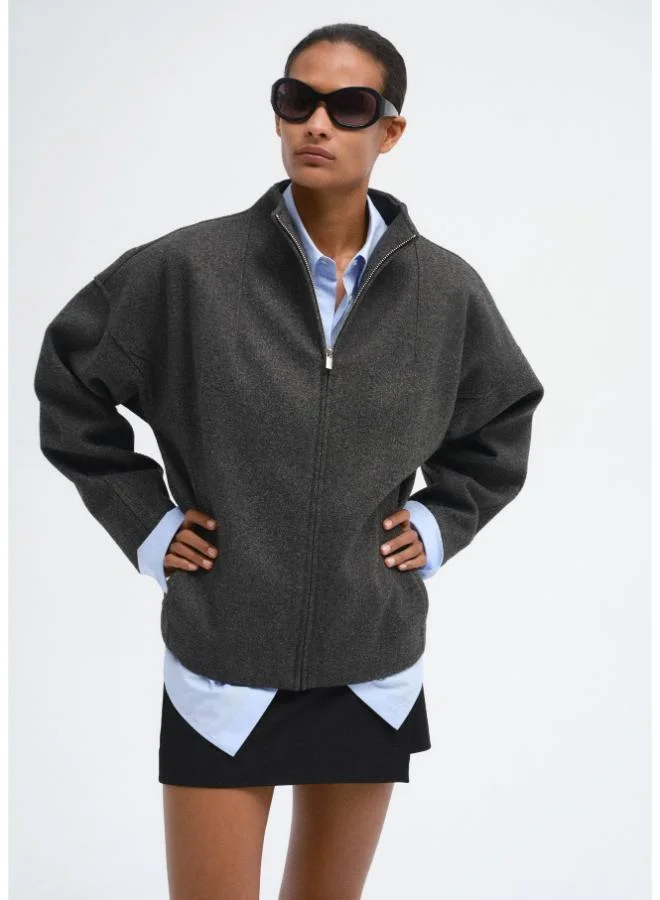 Mango Textured Jacket With A High Neck
