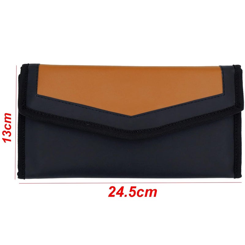 Asraw Stylish Ergonomic PU Faux Leather Document Holder Chequebook/Passbook Vehicle Papers Organizer (Black) - Image 5