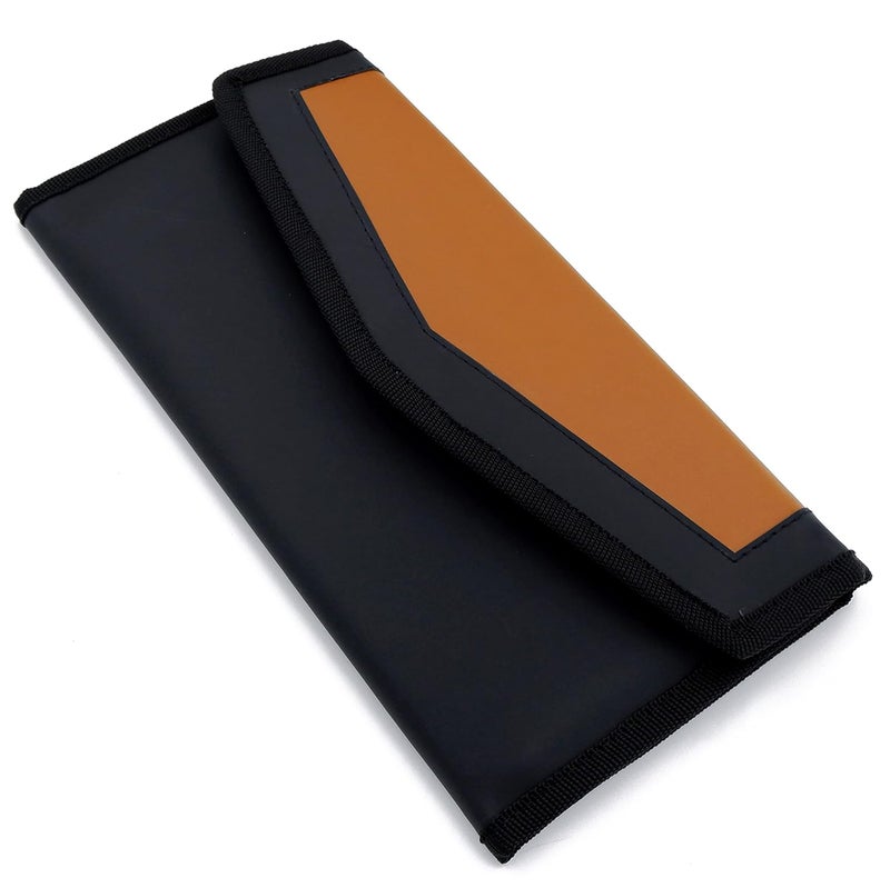 Asraw Stylish Ergonomic PU Faux Leather Document Holder Chequebook/Passbook Vehicle Papers Organizer (Black) - Image 1