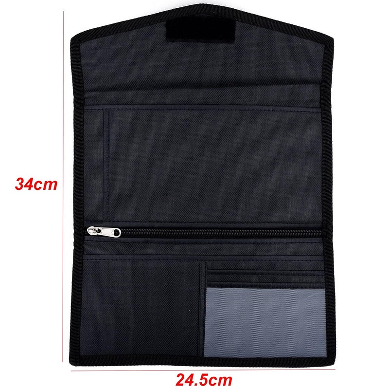 Asraw Stylish Ergonomic PU Faux Leather Document Holder Chequebook/Passbook Vehicle Papers Organizer (Black) - Image 2