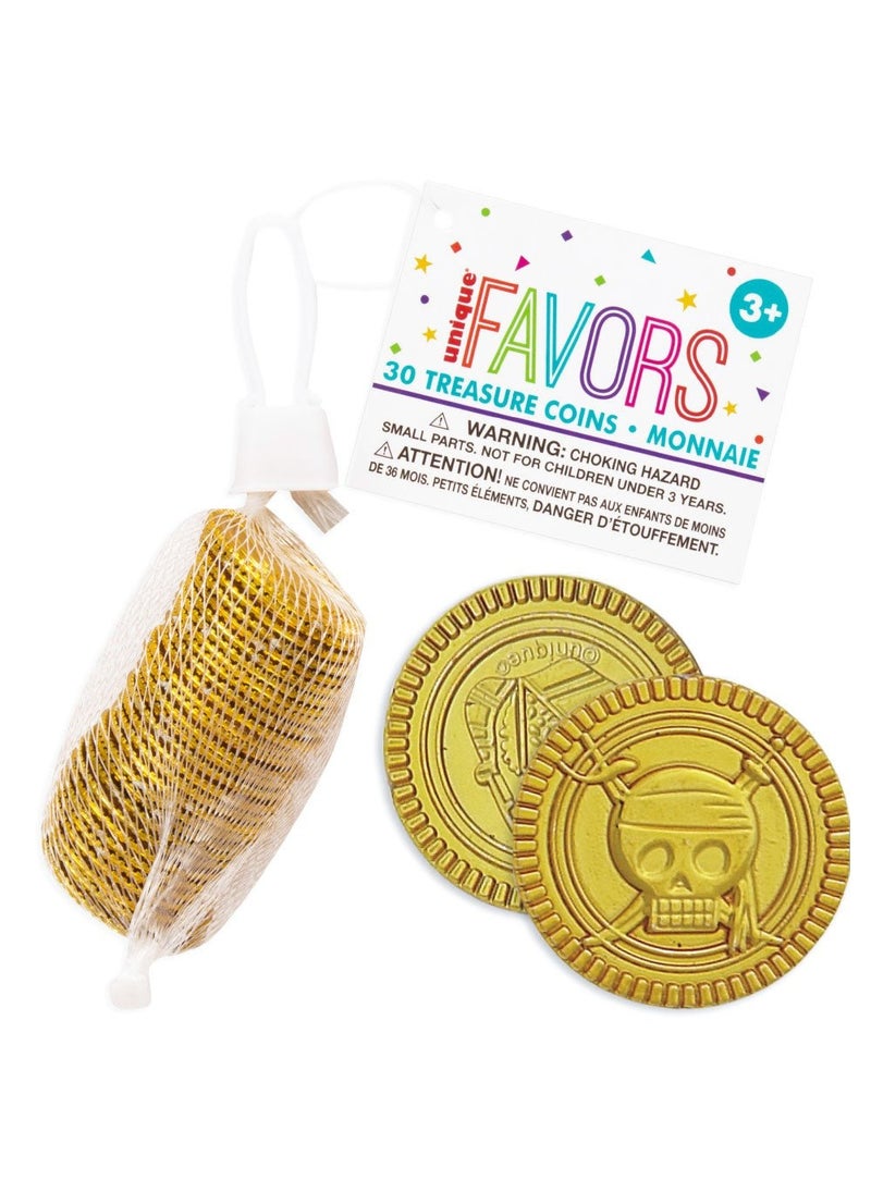 Unique Gold Coins Pirate Plastic 3.5cm 30-Pack Treasure - Image 2