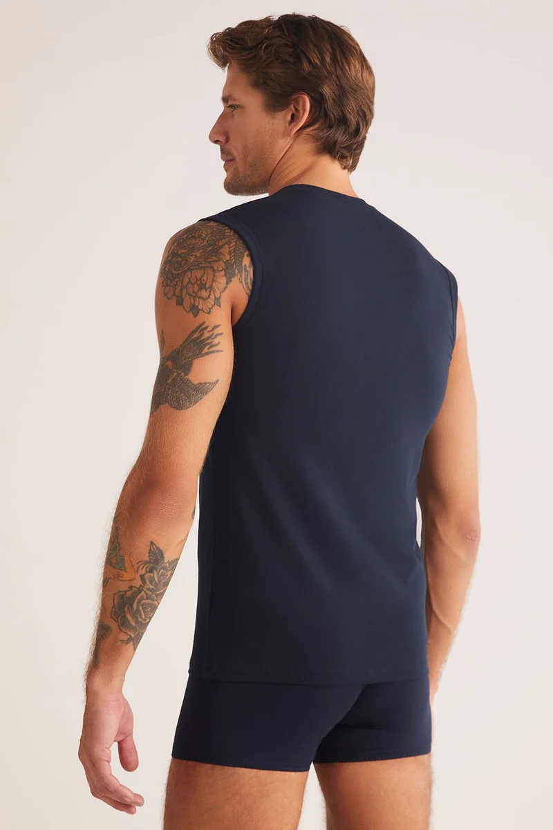 KOM Zero Sleeve Cotton Modal Men's T-Shirt Francesco V Neck Undershirt
