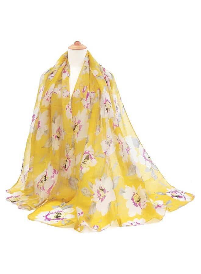 GERINLY Spring Lightweight Scarves Fashion Flowers Print Women Shawl Wrap - Image 2