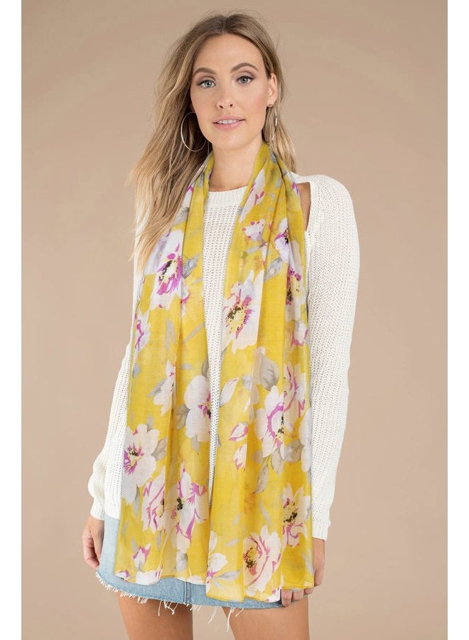 GERINLY Spring Lightweight Scarves Fashion Flowers Print Women Shawl Wrap - Image 3