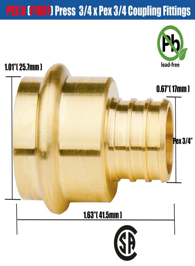 WHK 10 Pack Propress Fittings 3/4 Inch 3/4" Press Propress x 3/4" PEX Adapter Crimp Fittings Brass Coupling Connect from Cooper to Pex B Pipe（Lead-Free,copper to pex adapter 3/4) - Image 2
