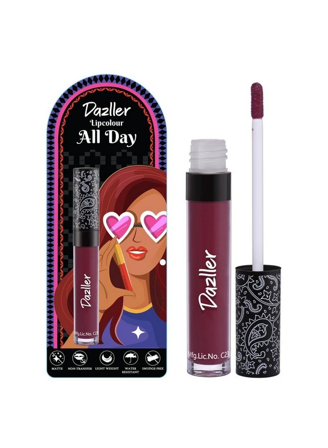Dazller All Day Lipcolour|Moisturizing Kokum Butter|Non-Transfer & Smudge-proof|8hr stay|Liquid Lipstick for Women|DLC037 Heather Red|6g - Image 1