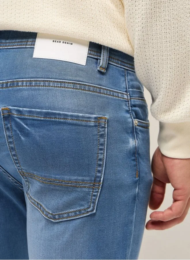 The Bear House  Men's Light Blue with Light Fade Mid-Rise Skinny Fit Jeans Classic Comfort With Modern Style, Perfect For Everyday Casual Looks And Effortless Streetwear Vibes for Men | Best Price UAE