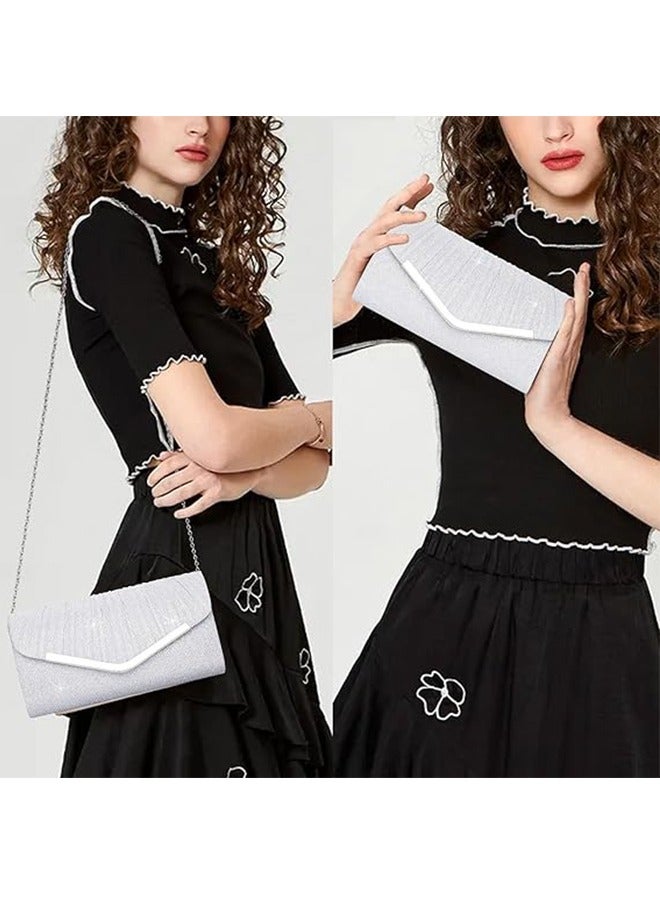 Women's Evening Handbags, Sparkly Pleated Evening Purse, Elegant Sequins Clutch for Wedding Formal Cocktail Party - Image 2