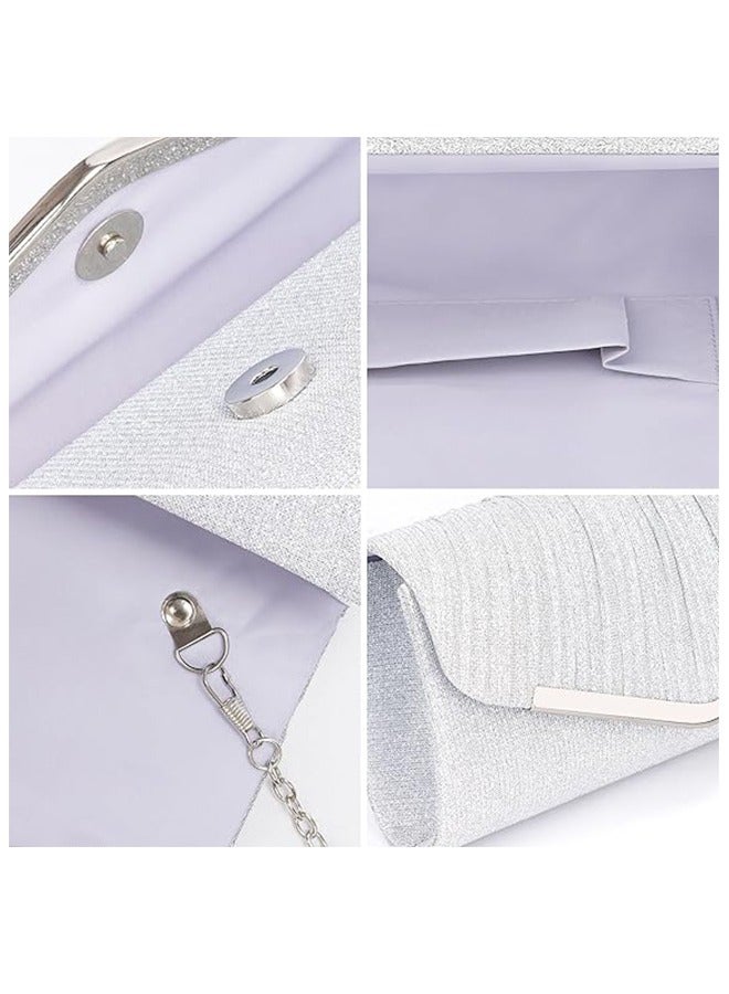 Women's Evening Handbags, Sparkly Pleated Evening Purse, Elegant Sequins Clutch for Wedding Formal Cocktail Party - Image 5