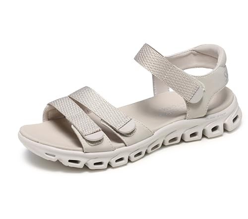 Skechers Women's GLIDE-STEP - COUNT ON ME, Adjustable Double Strap Slingback Sandal, Stone, 8M - Image 4