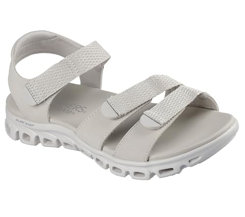 Skechers Women's GLIDE-STEP - COUNT ON ME, Adjustable Double Strap Slingback Sandal, Stone, 8M - Image 3
