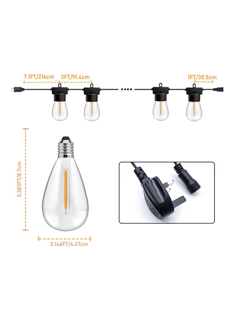 Cool Baby COOLBABY Outdoor Garden High Voltage String Lights 50Ft S14 Outdoor Warm Lights with 15 Bulbs and 1 Spare Bulb - Image 5