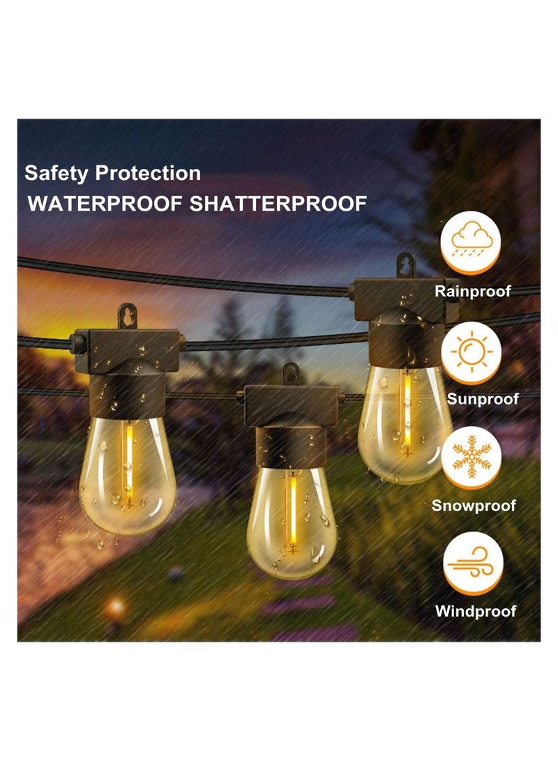 Cool Baby COOLBABY Outdoor Garden High Voltage String Lights 50Ft S14 Outdoor Warm Lights with 15 Bulbs and 1 Spare Bulb - Image 2